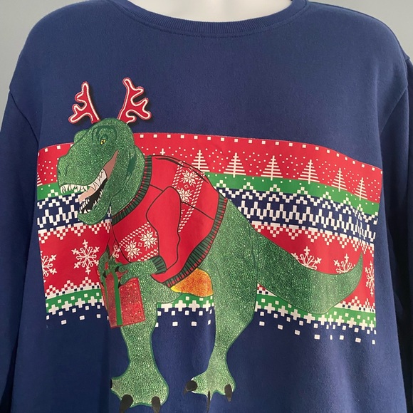 SOLD! Holiday Time: Ugly Dinosaur Sweater! Oversized! Size 3XL - Picture 1 of 8
